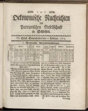 VI. Stück. Sonnabends den 11 Februar. 1775.