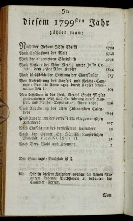 In diesem 1799sten Jahr zählet man:[...]