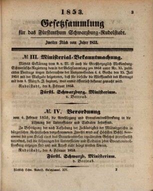 Gesetzsammlung für das Fürstenthum Schwarzburg-Rudolstadt. 14, 14. 1853