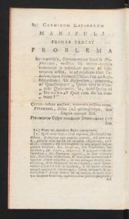 Carminum Latinorum Manipuli Primas Teneat Problema