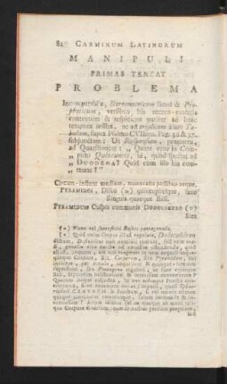 Carminum Latinorum Manipuli Primas Teneat Problema