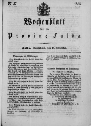 Nr. 37, Ausgabe vom 16. September 1865
