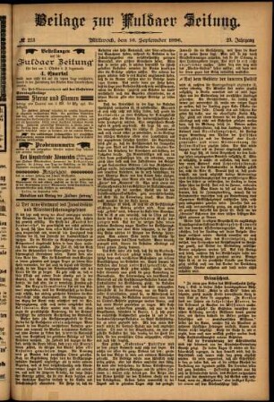 Zweite Ausgabe vom Mittwoch, den 16. September 1896.