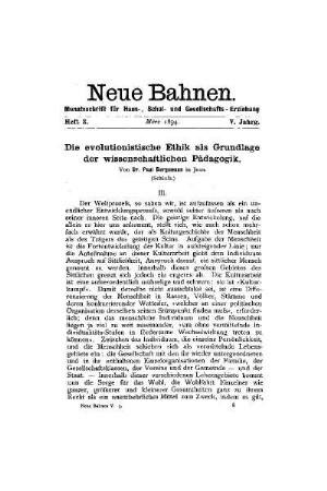 Die evolutionistische Ethik als Grundlage der wissenschaftlichen Pädagogik : (Schluß)