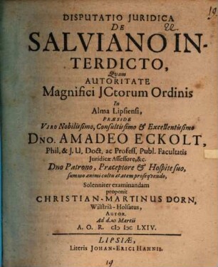 Diss. iur. de Salviano interdicto
