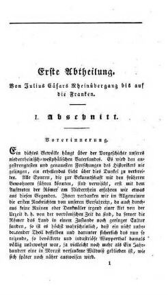 Erste Abtheilung. Von Julius Caesars Rheinuebergang bis auf die Franken