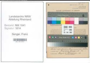 Entnazifizierung Franz Senger , geb. 19.02.1921 (Gaertner)