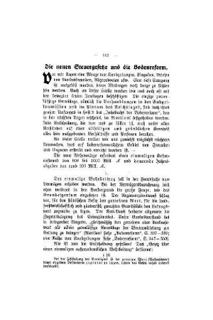 Die neuen Steuergesetze und die Bodenreform
