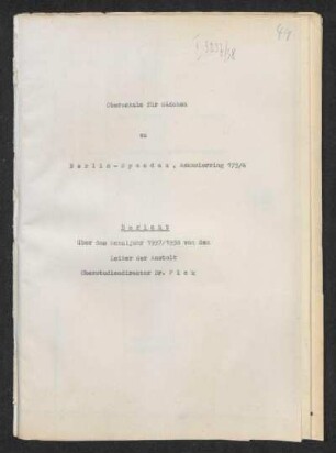1937/38: Bericht über das Schuljahr ... - 1937/38