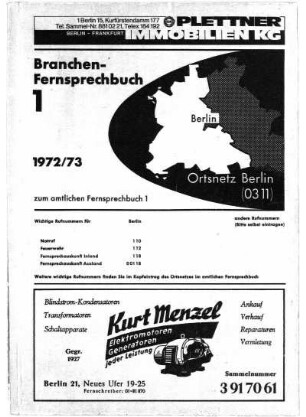1972/1973: Amtliches Fernsprechbuch