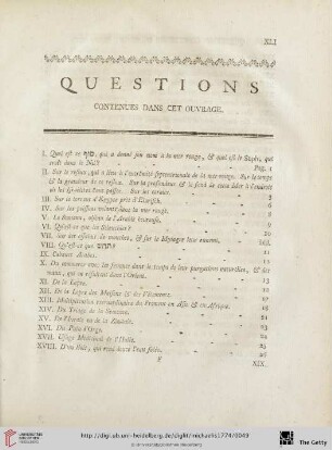 Questions contenues dans cet ouvrage