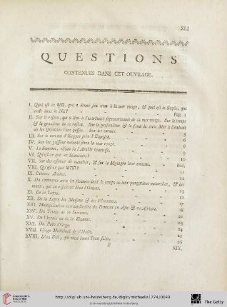 Questions contenues dans cet ouvrage