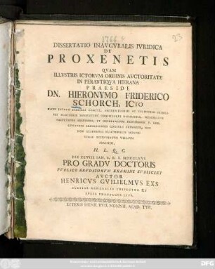 Dissertatio Inavgvralis Ivridica De Proxenetis