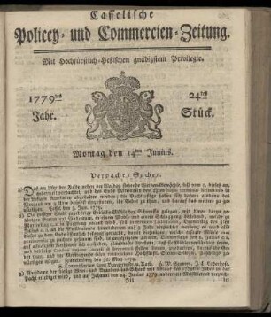 24tes Stueck, Montag den 14ten Junius. 1779