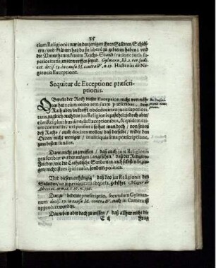 Sequitur de Exceptione praescriptionis