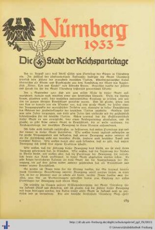 Nürnberg 1933 - Die Stadt der Reichsparteitage.