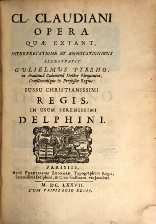 Cl. Claudiani opera quae extant