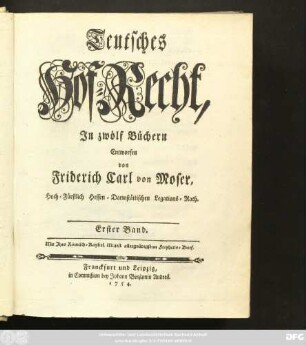 Bd. 1: Teutsches Hof-Recht : Jn zwölf Büchern