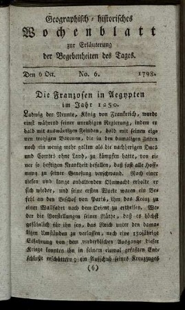 No. 6. Den 6. Oct. 1798.