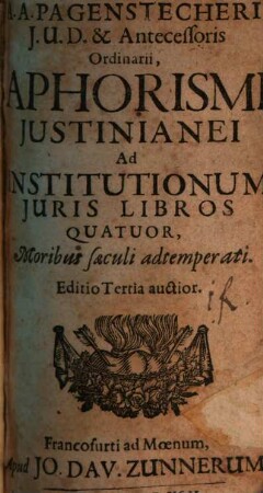 Aphorismi Iustinianei ad Institutionum Iuris Libros quatuor