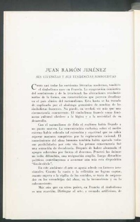 Juan Ramón Jiménez : Sus vivencias y sus tendencias simbolistas