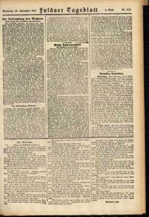 Zweite Ausgabe vom Samstag, den 26. November 1921.