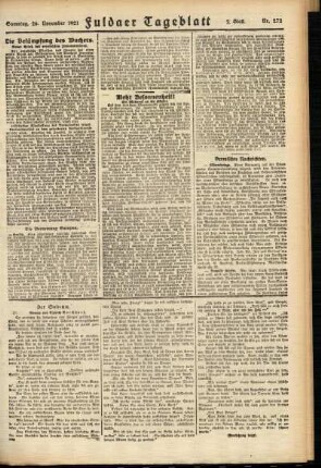 Zweite Ausgabe vom Samstag, den 26. November 1921.