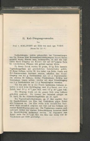 II. Kali-Düngungsversuche.