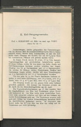 II. Kali-Düngungsversuche.
