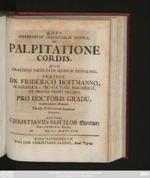 Dissertatio Inauguralis Medica, De Palpitatione Cordis
