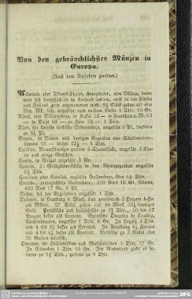 Von den gebräuchlichsten Münzen in Europa