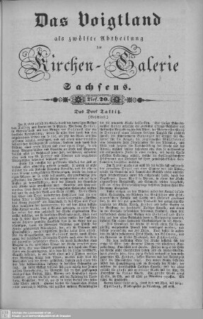 Das Dorf Taltitz (Beschluß), Die Parochie Ober- und Niederalbertsdorf mit Filial Kleinbernsdorf : 20. Lieferung
