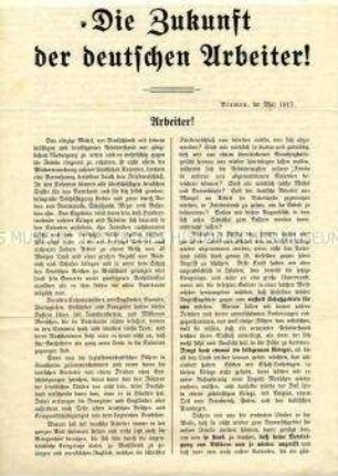 Flugschrift "Die Zukunft der deutschen Arbeiter!"