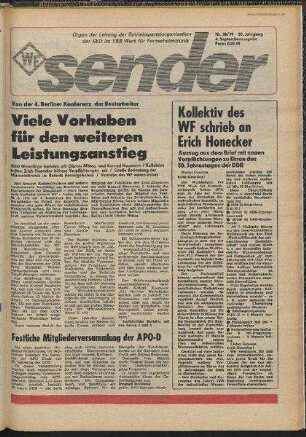 Betriebszeitung 'WF-Sender', Nr.38/1979 (4. Septemberausgabe 1979)