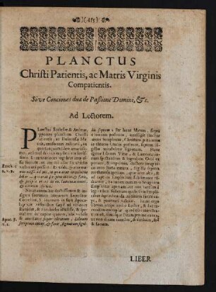 Planctus Christi Patientis, ac Matris Virginis Compatientis.