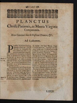 Planctus Christi Patientis, ac Matris Virginis Compatientis.