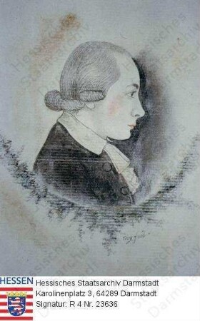 Hölderlin, Friedrich (1770-1843) / Porträt im Profil, Kofpbild