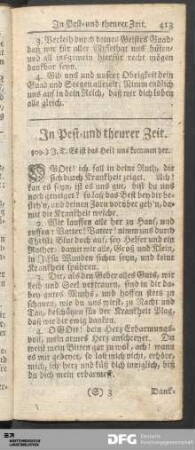 In Pest- und theurer Zeit.