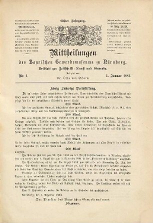 Mittheilungen des Bayrischen Gewerbemuseums zu Nürnberg. 8. 1881