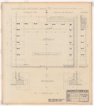 Reichsluftfahrtministerium, Berlin: Durchfahrt L5 (Wände): Ansicht, Schnitte, Grundriss 1:20