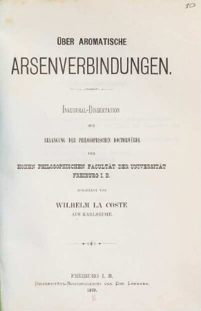 Über aromatische Arsenverbindungen