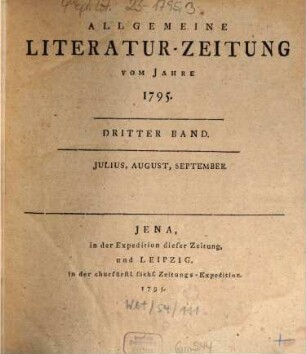 Allgemeine Literatur-Zeitung : ALZ ; auf das Jahr .... 1795, 3