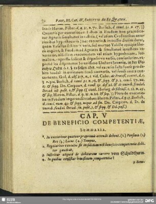 Cap. V De Beneficio Competentiae