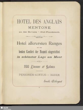 Hotel des Anglais, Mentone