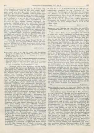 178-180 [Rezension] Geiselmann, Josef, Studien zu frühmittelalterlichen Abendmahlsschriften