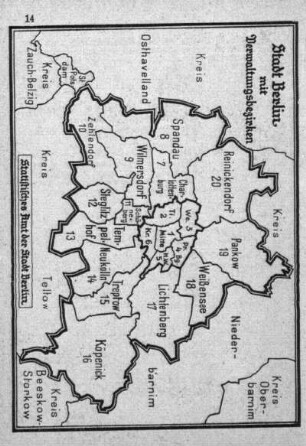 Karte: Stadt Berlin mit Verwaltungsbezirken.