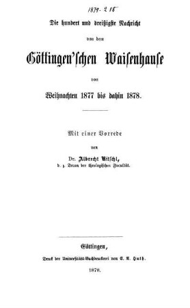 130: Nachricht von dem Göttingen'schen Waisenhause