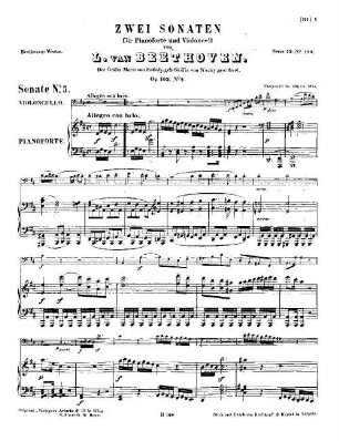 Beethoven's Werke, 109 = Serie 13: Für Pianoforte und Violoncell. Sonate : op. 102,2