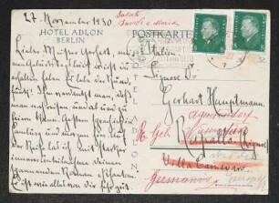 Brief von Herbert Eulenberg an Gerhart Hauptmann