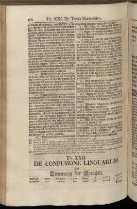 Tit. XXII. De Confusione Linguarum = Von Verwirrung der Sprachen.